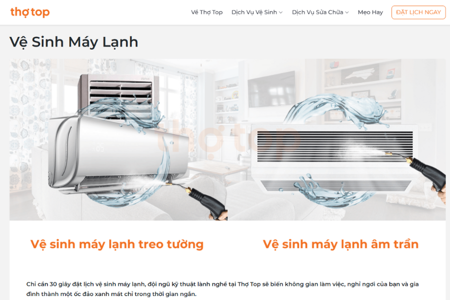 Thợ Top – Đơn vị vệ sinh máy lạnh uy tín, giá rẻ