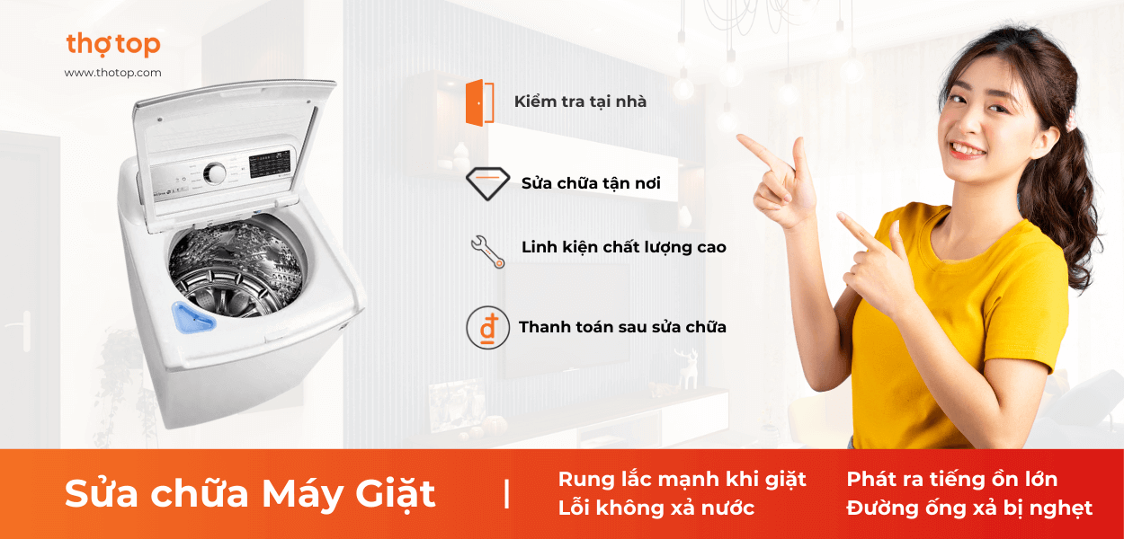 Thợ Top đang sửa chữa máy giặt chuyên nghiệp